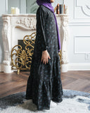 Girls Black Tiny Floral Tiered Abaya