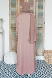 Coffee Corded Embroidered Open Abaya