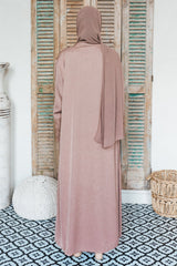 Coffee Corded Embroidered Open Abaya