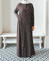 Brown Printed Shirtdress Abaya