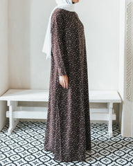 Brown Printed Shirtdress Abaya