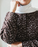 Brown Printed Shirtdress Abaya