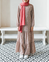 Girls Coral Floral Tiered Abaya