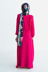 Girls Hot Pink Ruffle Abaya