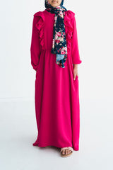 Girls Hot Pink Ruffle Abaya