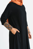 Luxury Black Embroidered Cuff Abaya