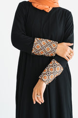 Luxury Black Embroidered Cuff Abaya