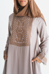Luxury Beige Embroidered Abaya