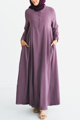 Dusty Lilac Box Pleated Abaya