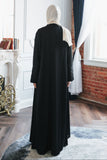 Black Corded Embroidered Open Abaya