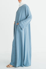 Sky Blue 3-Piece Kimono Abaya Set