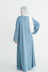 Sky Blue 3-Piece Kimono Abaya Set