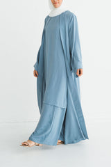 Sky Blue 3-Piece Kimono Abaya Set