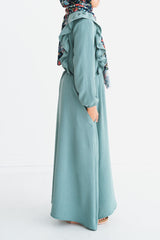 Girls Sage Green Ruffle Abaya
