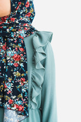 Girls Sage Green Ruffle Abaya