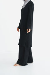 Women's Black Ribbed 2-Piece Co-Ord Set