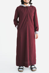 Men's Maroon Zipper Hoodie Thobe