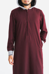 Men's Maroon Zipper Hoodie Thobe