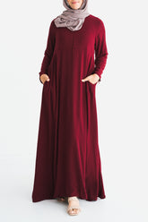 Maroon Empire Zip Abaya