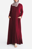 Maroon Empire Zip Abaya