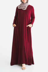 Maroon Empire Zip Abaya
