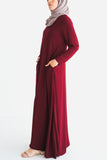 Maroon Empire Zip Abaya