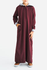 Boy's Maroon Zipper Hoodie Thobe
