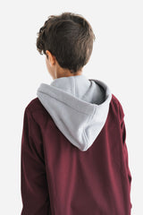 Boy's Maroon Zipper Hoodie Thobe