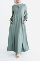 Cactus Sage Box Pleated Abaya