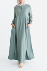 Cactus Sage Box Pleated Abaya