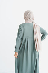 Cactus Sage Box Pleated Abaya