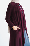 Mulberry Purple Matte Jersey Long Asymmetrical Cardigan