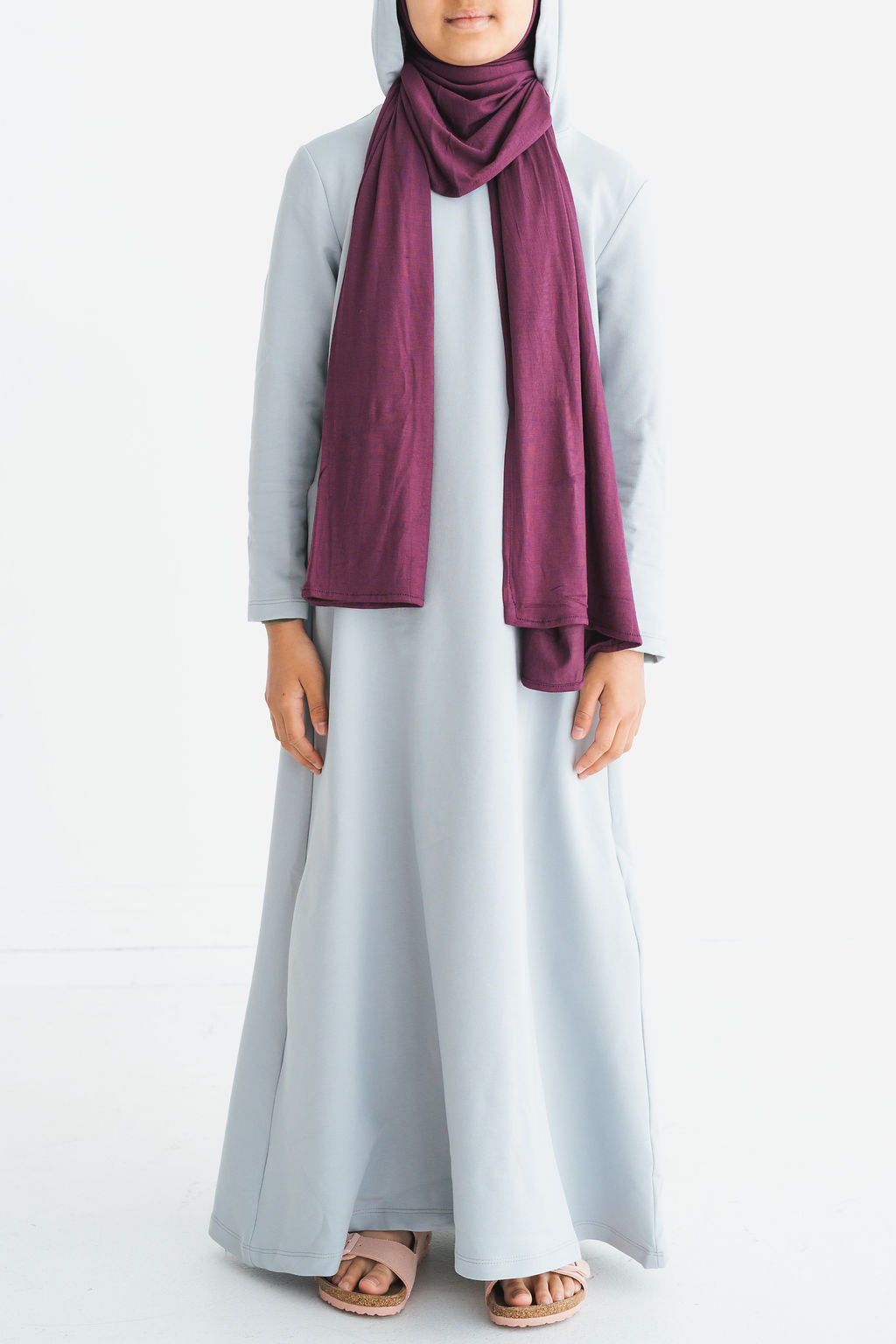 Girl's Silver Grey Hoodie Abaya | aaBideen Girl's Silver Grey Hoodie Abaya | aaBideen