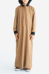 Boy's Tan Zipper Hoodie Thobe