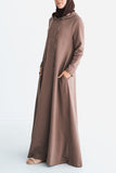 Dark Taupe Hoodie Abaya