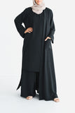 Black 3-Piece Kimono Abaya Set