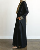 Embroidered Front Panel Abaya - Black & Olive