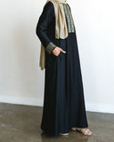 Embroidered Front Panel Abaya - Black & Olive