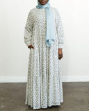 Cloud White Floral Maxi Dress Abaya