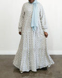 Cloud White Floral Maxi Dress Abaya