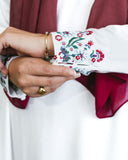 Embroidered Turkish Tulip Abaya - White