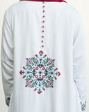 Embroidered Turkish Tulip Abaya - White