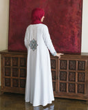 Embroidered Turkish Tulip Abaya - White