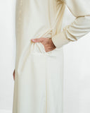 Men's Ecru Pintuck Placket Thobe