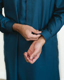 Men's Dark Teal Blue Edge Thobe