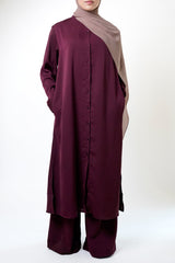 Burgundy Long Button-Down Tunic