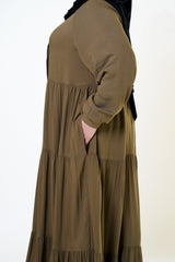 Olive Swiss Dot Maxi Dress