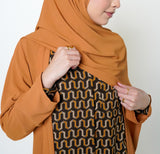 Brown Retro Zig Shirt Dress Buttoned Abaya