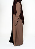 Mocha Ribbed Open Abaya