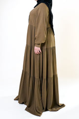 Olive Swiss Dot Maxi Dress